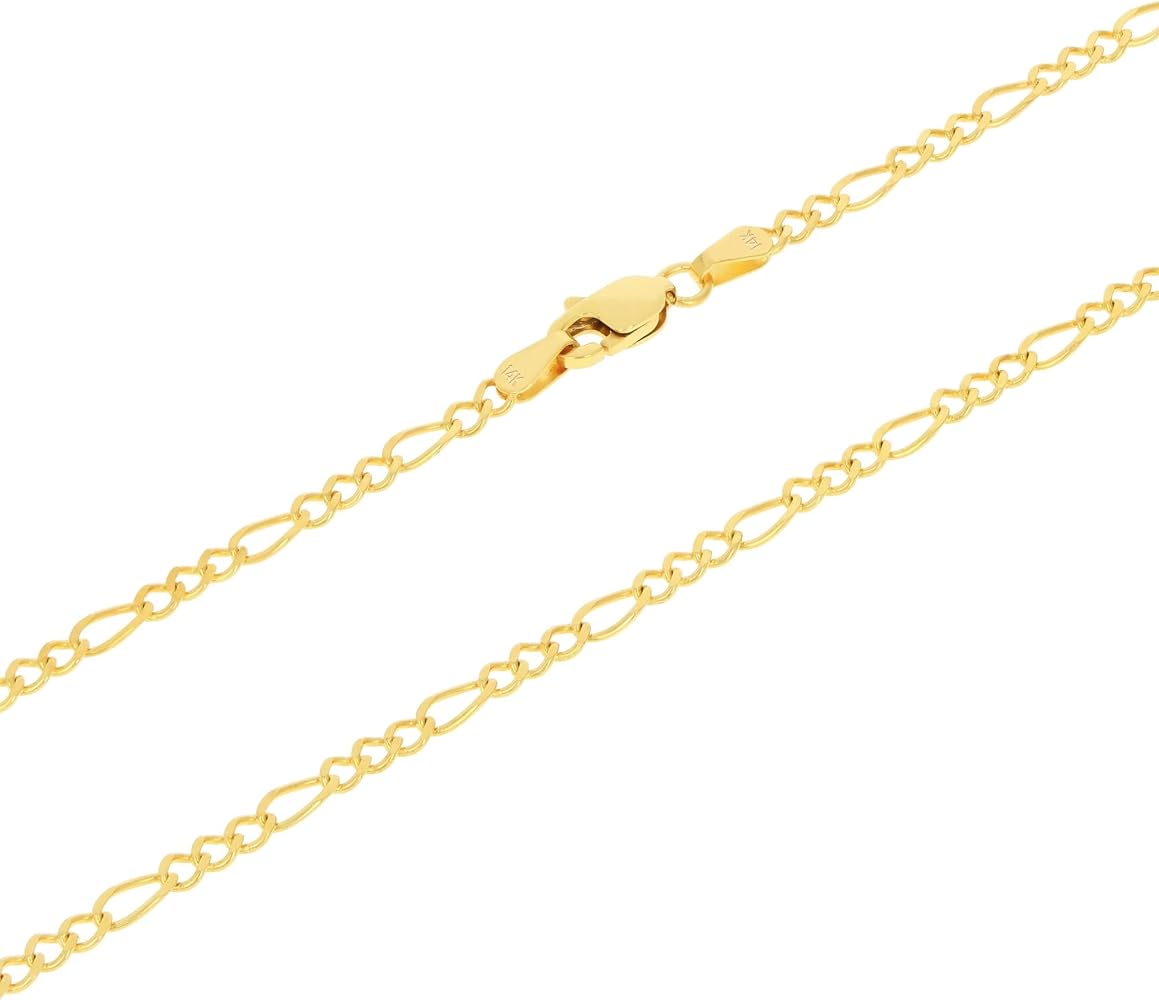Amazon.com: Nuragold 14k Real Yellow Gold Figaro Link 2.75mm Chain